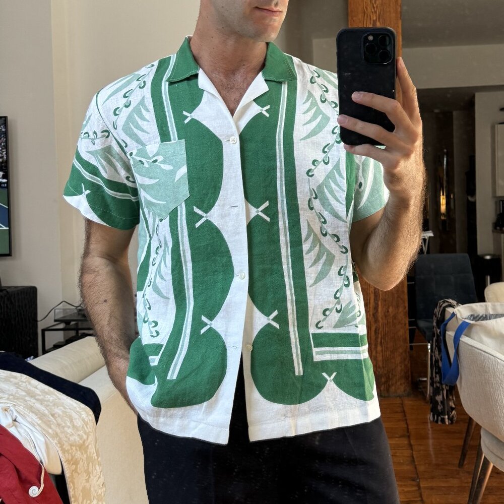 Bode Green Linen Shirt